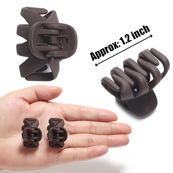 Cobahom 24 Pack Small Hair Claw Clips 1.2 Inch Plastic Matte Hair Clips for Thin Hair No-Slip Mini Hair Clip Hair Styling Accessories for Women and Girl (Black, Brown, Apricot, Chocolate)