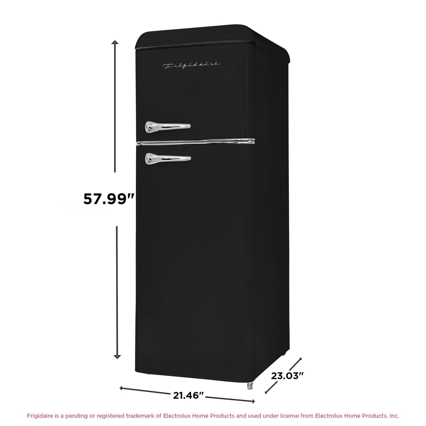 Frigidaire, 2 Door Apartment Size RETRO Refrigerator with Top Freezer, Chrome Handles, 7.5 cu ft, ONYX