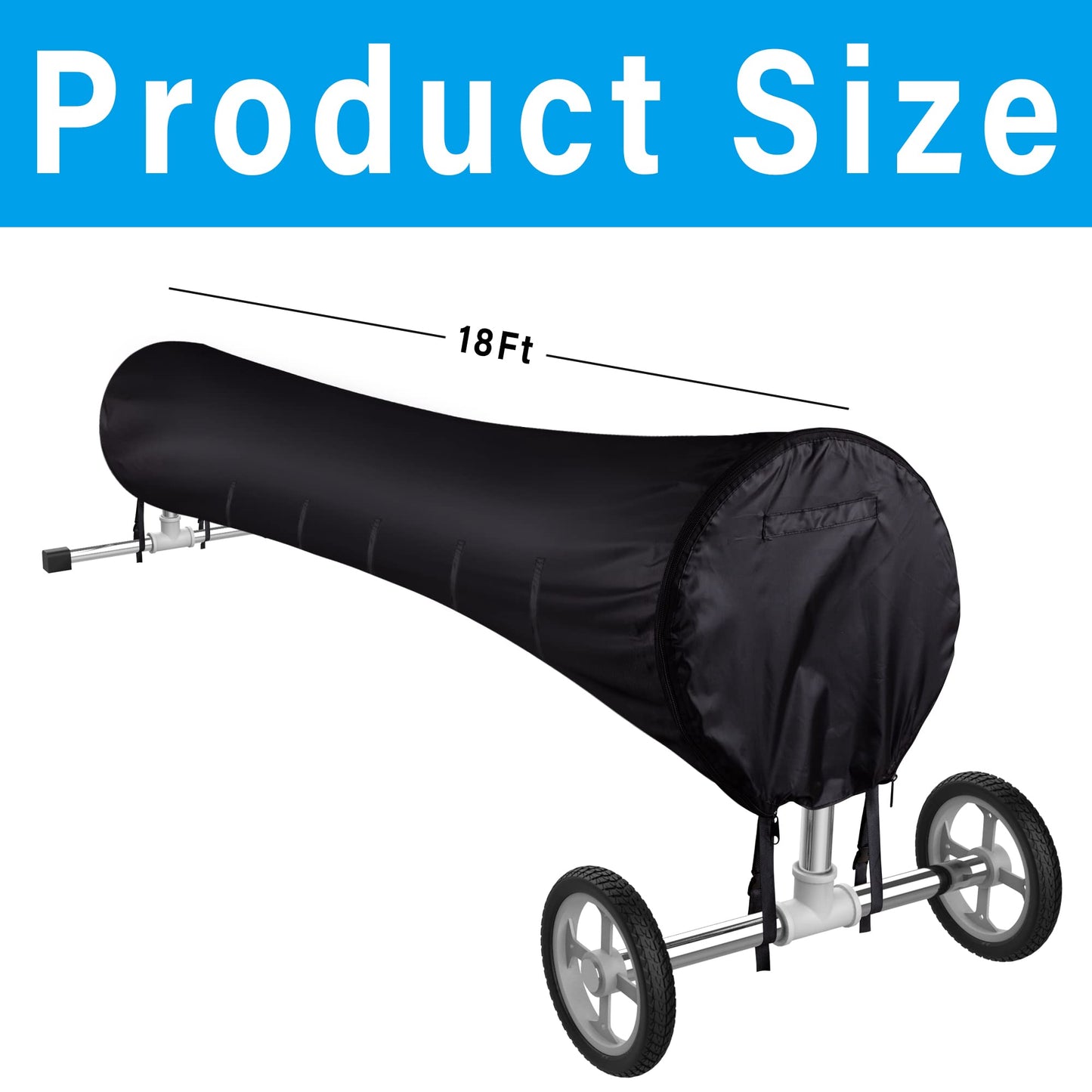 Tlswshsy Swimming Pool Solar Reel Cover, 18FT Pool Solar Protective Blanket Reel Cover, Waterproof Winter Reel Blanket Covers for Inground Pools