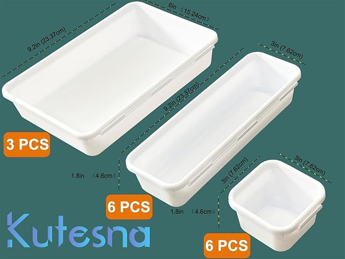 Kutesna 15 PCS Interlocking Desk Drawer Organizer Separator for Office,Bathroom,Kitchen,MakeupÃ¯Â¼ÂWhiteÃ¯Â¼Â