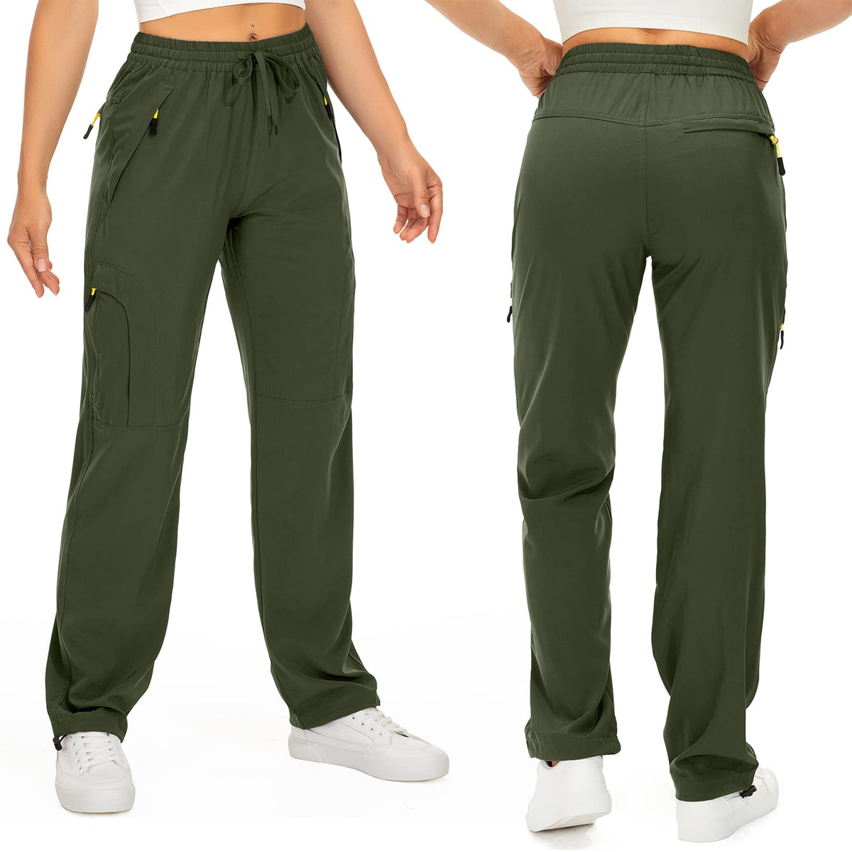 Toomett Women's Hiking Cargo Pants Quick Dry UPF50+ Outdoor Pants for Women Fishing Safari Travel Stretchy Pants with Pockets,6608,Army,XX-L