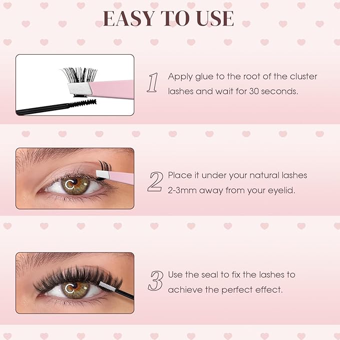 FADLASH Lash Clusters Natural Eyelash Clusters 60D Individual Cluster Eyelash Extensions 8-16mm D Curl Fluffy Eyelash Extensions (60D, 8-16mm)