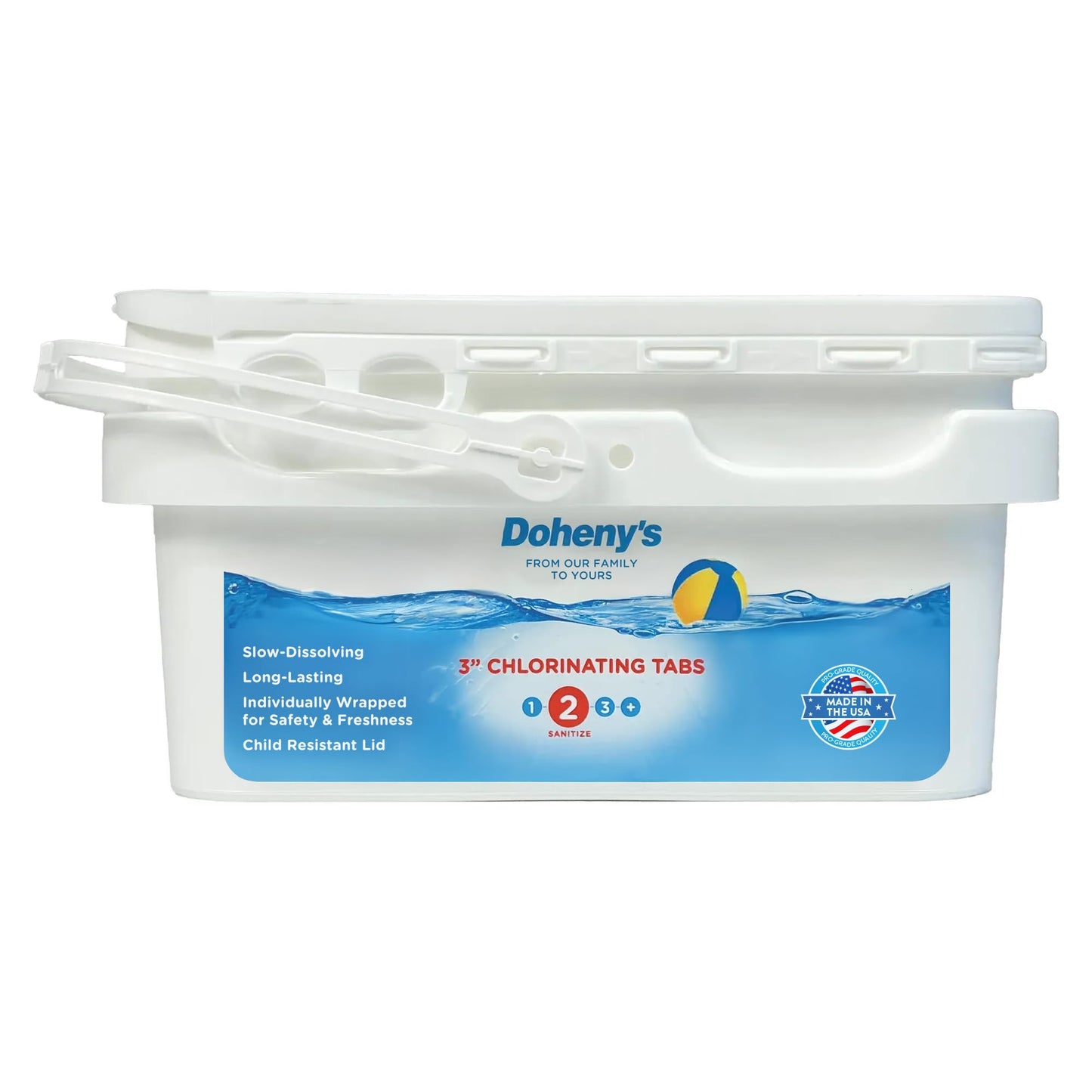 Dohenyâs 3-Inch Stabilized Chlorine Tablets | 99% Pure Tri-Chlor, 90% Available Chlorine | Long-Lasting, UV-Protected, Slow-Dissolving Pool Sanitizer | Individually Wrapped, Childproof 5lb Bucket