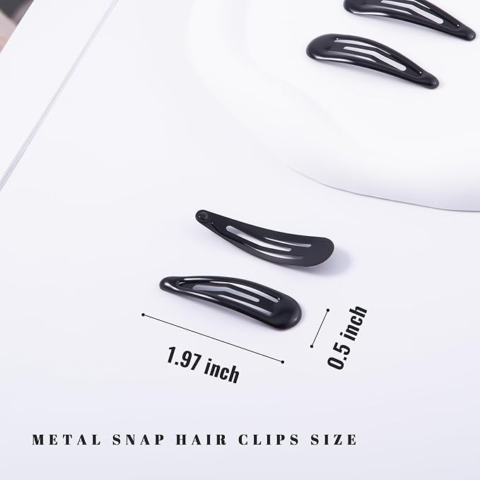 20 PCS Metal Snap Hair Clips Water Drop No Slip Barrettes for Women Bright Small Hair Clips For Thick And Thin Fine Hair,Black,1.97 x 0.5 In.