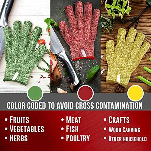 Cut Resistant Gloves ? Level 5 Anti-Cut Protection, Durable, Breathable, Machine Washable Safety Gloves (Pack of 3)