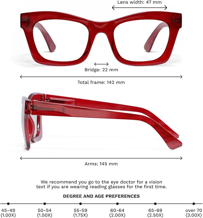CCVOO Stylish Reading Glasses - Mothers Day Gift for Mom - Lightweight Blue Light Blockers, UV400, Spring Hinge