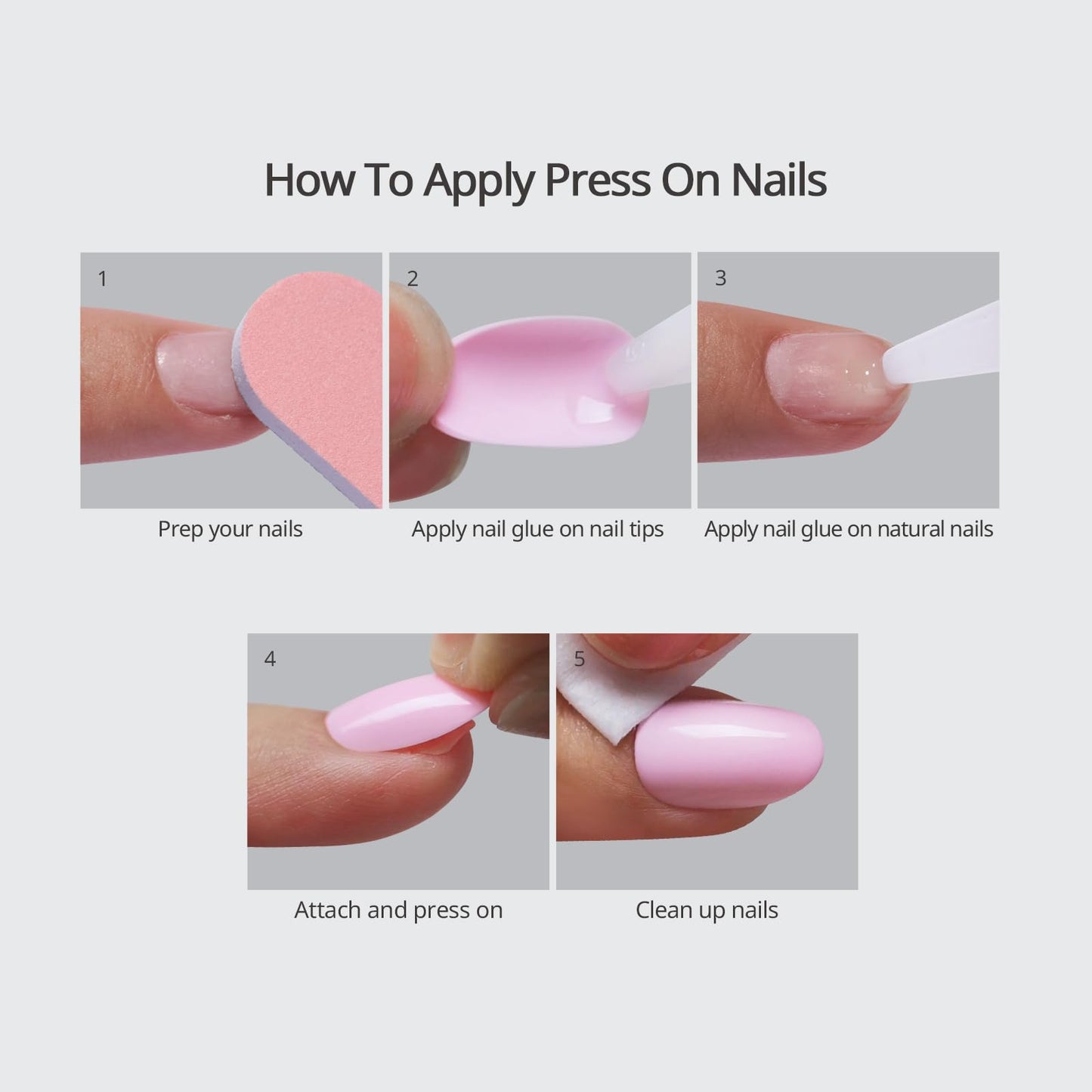 BTArtbox Press On Nails Almond - Pastel Baby Pink Short Press On Nails with Glue for Women, Opaque Soft Gel Glue On Nails in 16 Sizes - 32 Stick On Nails Kit, Bounce Kiss