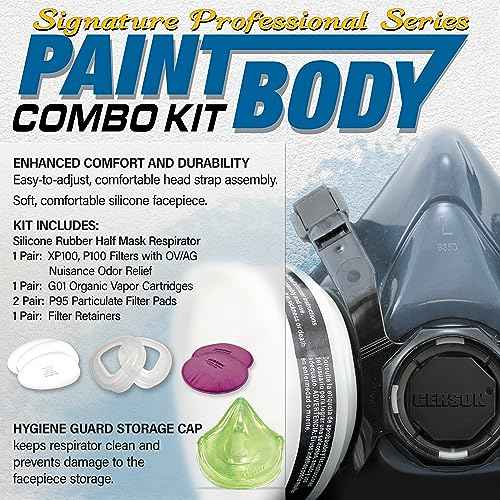 GERSON NIOSH Paint and Body Combo Kit Half Mask With Replaceable OV/P95 and P100 Pancakes Medium