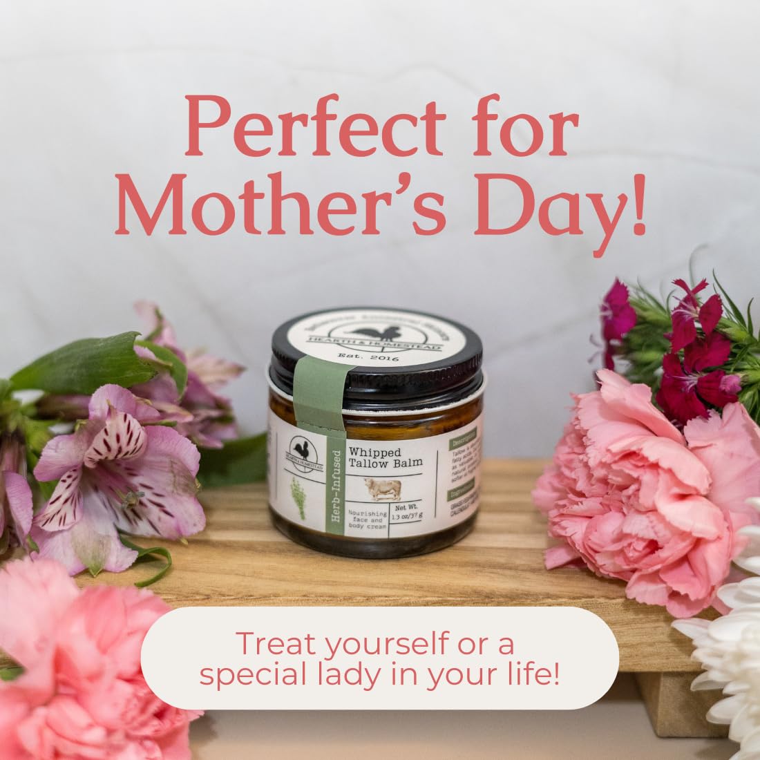 Hearth and Homestead: Handmade Whipped Tallow Balm (Unscented/Herb-Infused) - Organic Body Butter with Infused Olive Oil, for Eczema, Rosacea, Baby - 1.3 oz