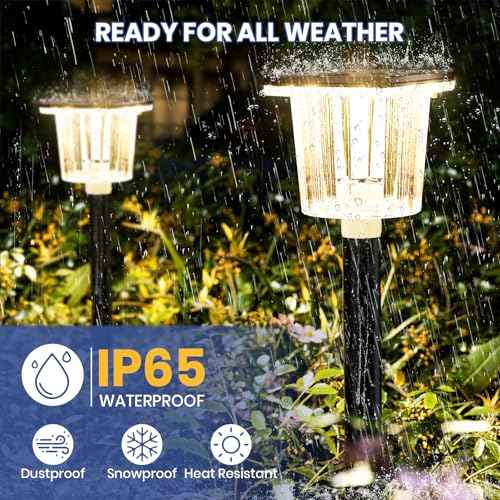 HIGH-POWER 2-in-1 Warm&Cold,3000/12000K 6 Pack Solar Pathway Lights,SUPER BRIGHT Solar Lights Outdoor IP65 Waterproof ,Up to 28 Hrs Solar Walkway Lights for Yard,Patio,Landscape,Sidewalk,Driveway,Lawn
