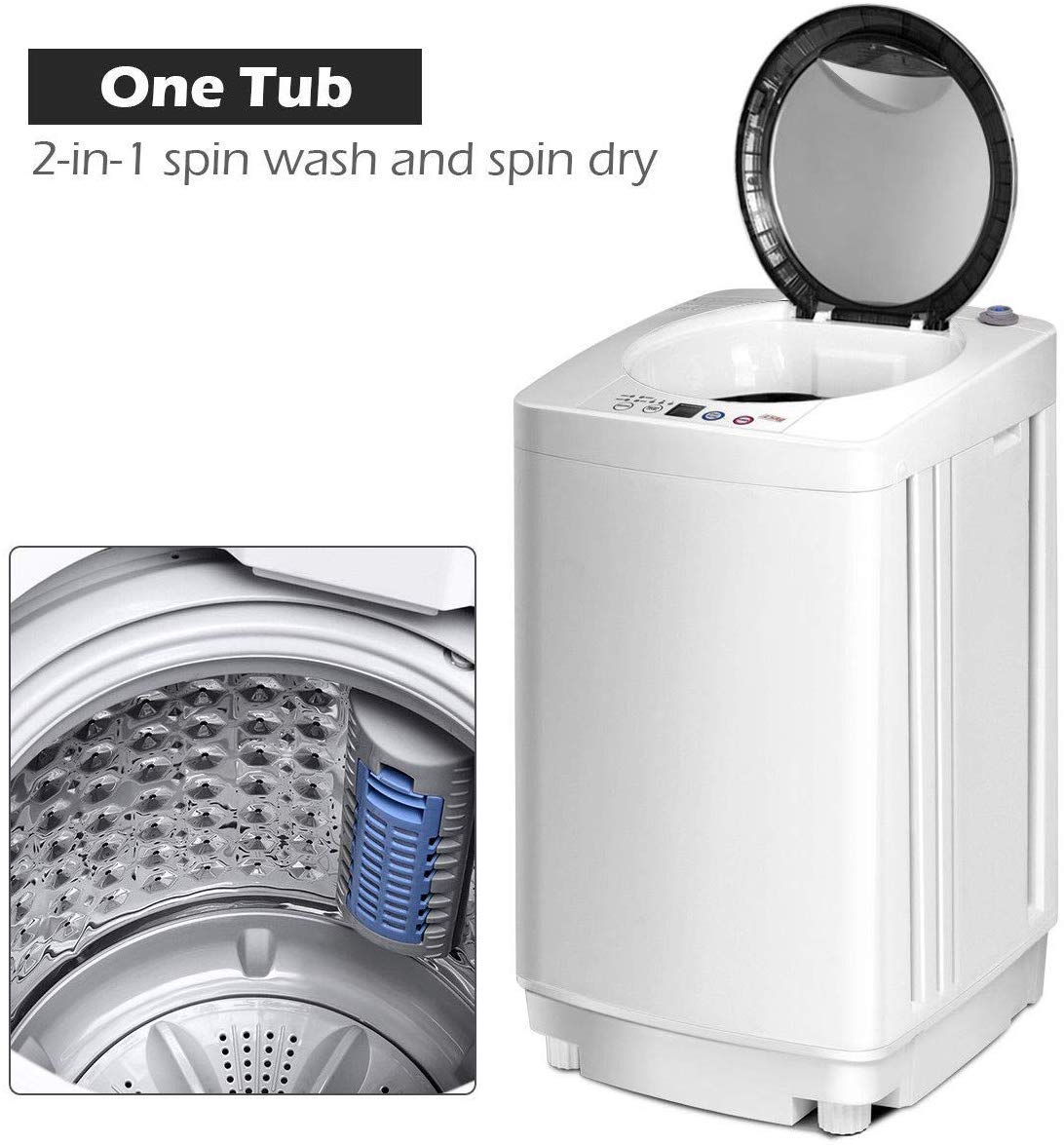 Giantex Portable Washing Machine, Full Automatic Washer and Dryer Combo, with Built-in Pump Drain 8 LBS Capacity Compact Laundry Washer Spin Dryer for Apartment RV Dorm