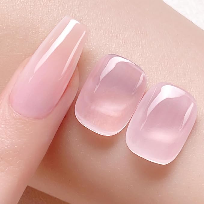 Born Pretty French Manicure Kit, Nail Stamper and 2Pcs Gel Nail Polish, Include Jelly Milky Pink White Colors for French Tip, U V Light Cure