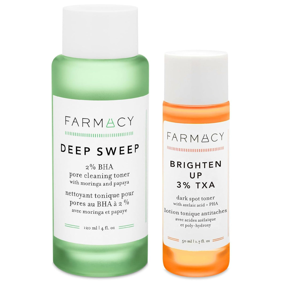 Farmacy 2% Salicylic Acid Toner for Face + 3% Tranexamic Acid Brightening Toner - Exfoliating Skincare Set to Minimize Pores + Reveal a Healthy-Looking Complexion (2 Count)