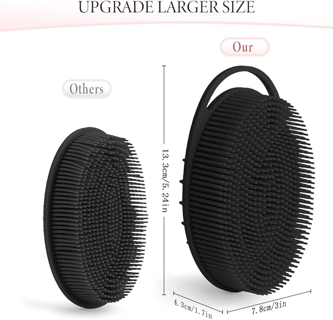 Silicone Body Scrubber, Silicone Loofah, 2 Pcs Silicone Shower Scrubber, Exfoliating Silicone Shower Scrubber, 2 in 1 Silicone Body Scrub Brush Scalp Massager Shampoo Brush for All Skin Men Women Kids