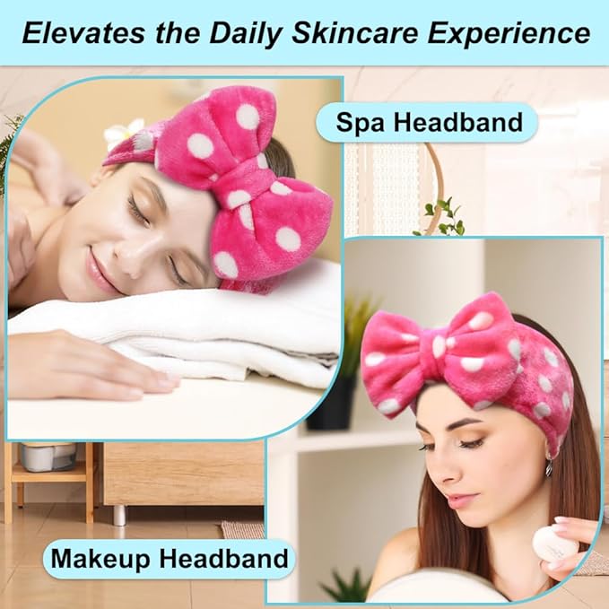 Shintop Sweet Super Soft Caroset Polka Dots Wash Cosmetic Headband Hairlace (Rose Polka dots)