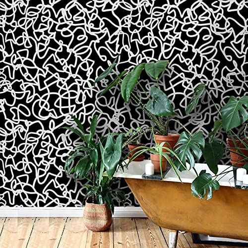 Ismoon 17.3"x118" Peel and Stick Wallpaper Black and White Contact Paper Black Modern Striped Removable Self-Adhesive Wall Paper Renter Friendly Wallpaper for Bathroom Bedroom Cabinets Decor Vinyl