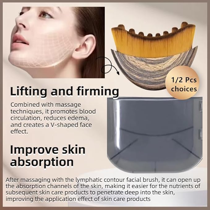 1/2 PCS Lymphatic Contour Face Brush for Sculpting Ã¢ÂÂ Anti-Puffiness, Detox & Lift, Improves Skin Glow & Absorption