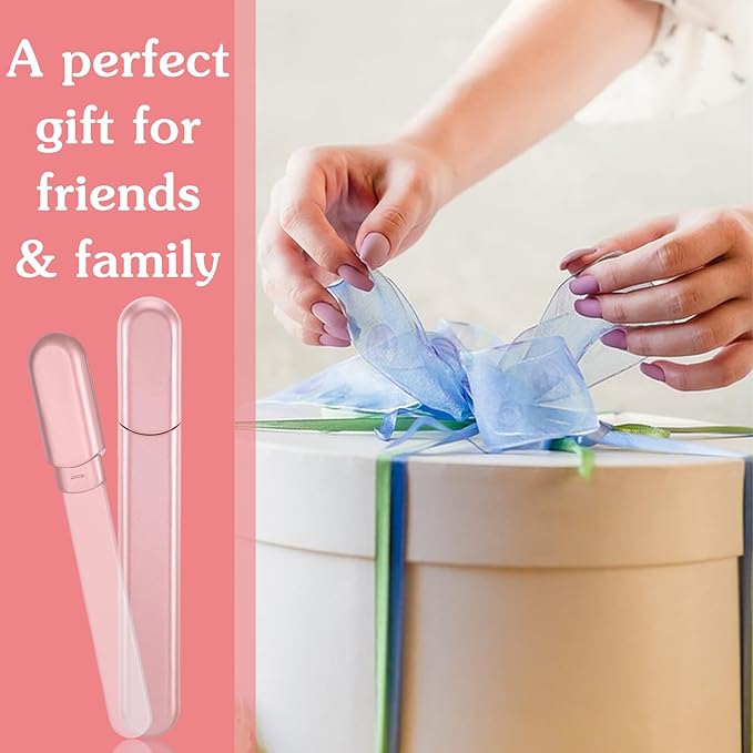 Glass Nail File with Case, Crystal Fingernail Manicure Files Professional Foot Nail Care Tool Home Salon Beauty Shaping Polisher Buffer for Women Mom Sister Girlfriend Friends Christmas