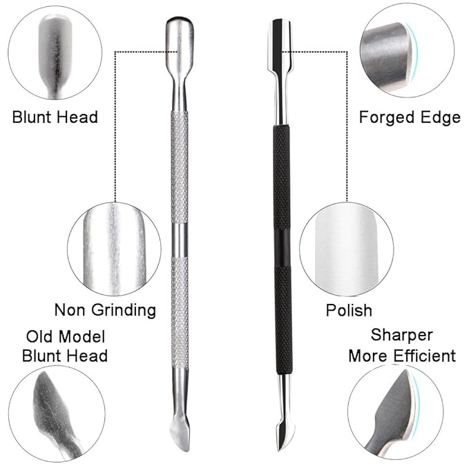Ejiubas Cuticle Trimmer with Cuticle Pusher Cuticle Nipper Professional Grade Stainless Steel Cuticle Remover Cutter Clipper Durable Pedicure Manicure Tools (Black)