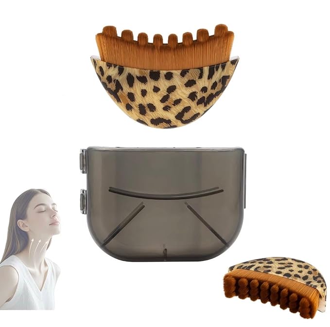 Lymphatic Contour Face Brush Drainage Massager Dry Sculpting Gua Sha Facial Depuffer Tool Massage Skin Lifting Beauty Appliance (1, Leopard)