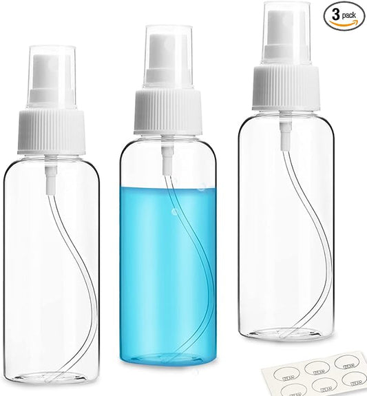 3 Pack Small Spray Bottle, 2.7oz/80ml Travel Spray Bottle, Empty Fine Mist Spray Bottles, Refillable Mini Spray Bottles with Labels