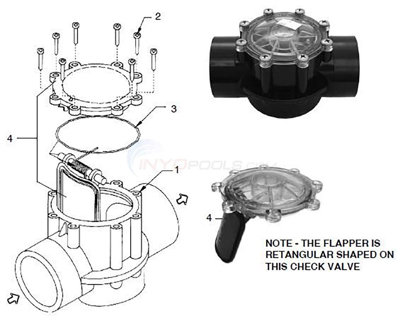 ATIE Pool 7056 Check Valve Cover with Flapper Assembly For Zodiac Jandy Check Valve 7235, 7236, 7305, 7511, 7512. (Include: 7451 Flapper, 7302 Spring, 7304 Pin, 7236 Cover, and 1132 O-Ring) (2-Pack)