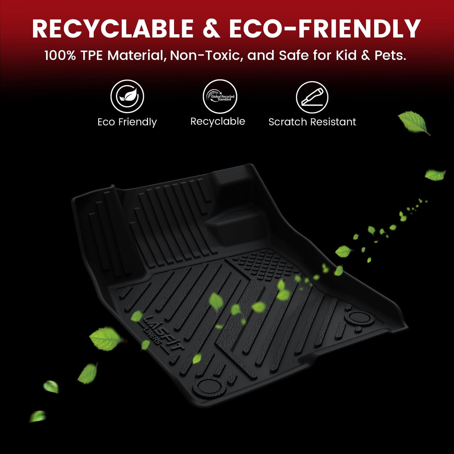 LASFIT Floor Mats for Toyota Tacoma 2008-2011 Access Cab Auto Tran, All Weather Custom Fit Floor Liners for Tacoma Second Row Optional with center storage box TPE Mats Front&Rear 2 Row Car Mats, Black
