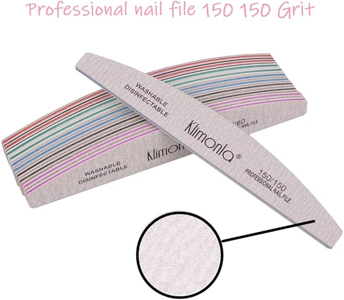 25PCS Gray Professional Nail Files 80/100/150/180/240 Grit, Emery Boards Nail Files for Natural Nails and Acrylic Nails, Double Sided Emory Boards limas para unas acrilicas Reusable Manicure Tools