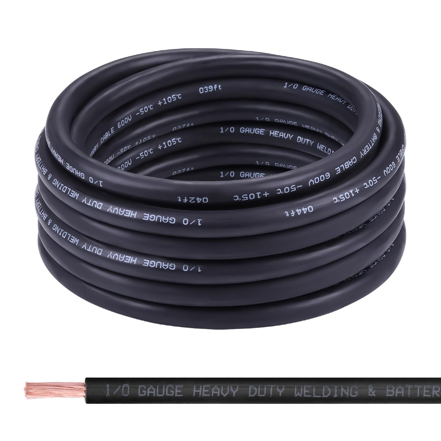 Shirbly 1/0 Gauge Battery Cable,30FT Black 1/0 AWG Pure Copper Wire Welding Cable, for Automotive, Battery, Solar and Generator, Standard USA OFC Wire