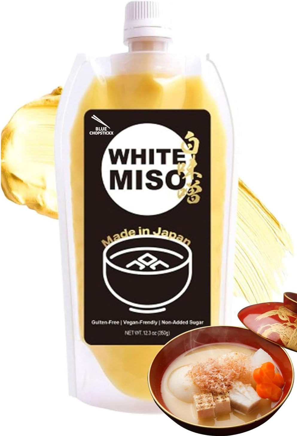 Japanese White Miso Paste – Smooth Sweet Umami Seasoning for Honey Butter & Ranch Sauce, Mayo – Add Umami in 1 Spoon, No MSG, No Additives, Made in Japan 12.3 oz (350g)