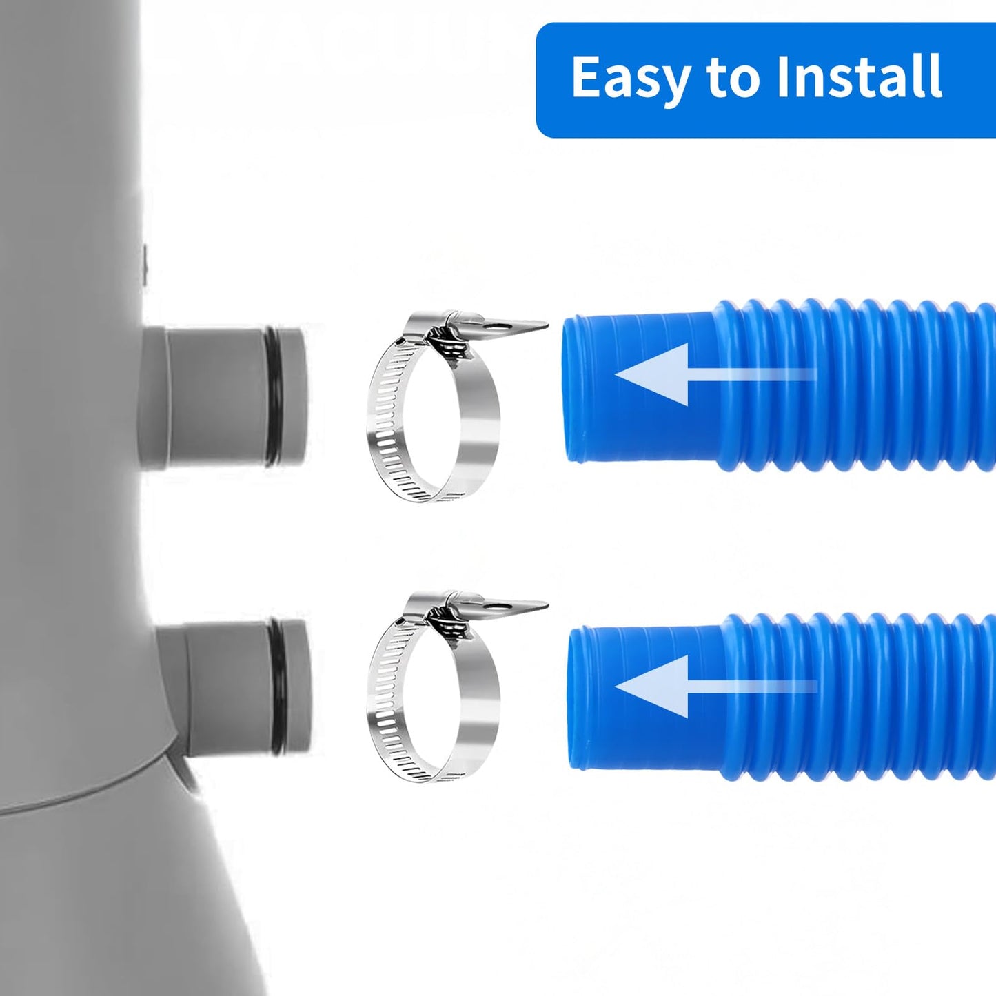 Homyplaza Replacement Pool Hoses for Above Ground Pools, 4 Pack, 1-1/4" Diameter x 59" Length, Includes 8 Metal Clamps, Compatible with Intex Pool Filter Pump 607, 637