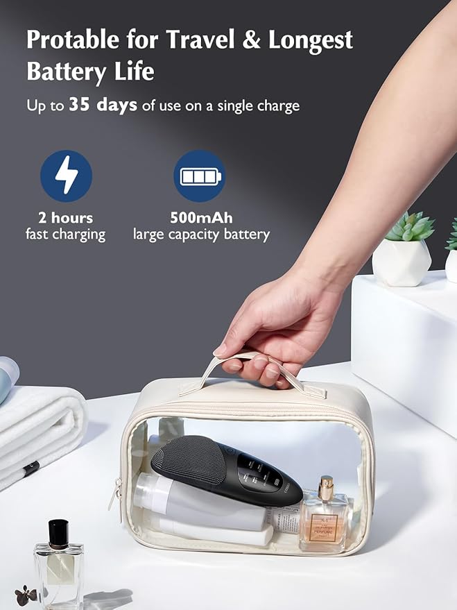 COSLUS JMY05 Silicone Face Scrubber Facial Cleansing Brush: Portable Waterproof Rechargeable Face Wash Brush, 4 Cleansing Modes, Electric Face Exfoliator for Men Women Cleaning, Exfoliating, Massaging