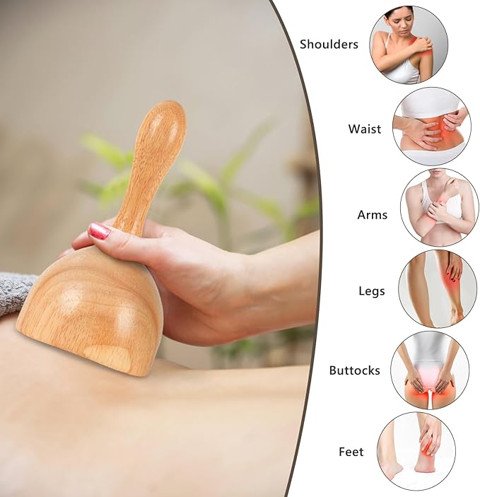 Wood Therapy Massage Tools 4-in-1, Wooden Lymphatic Drainage Massager Body Cellulite Remover, Professional Maderoterapia Kit Cellulite Massager for Body Sculpting,Contouring,Relief Muscle