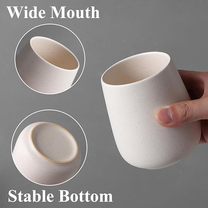 Beige Toothbrush Holder for Bathroom - Ceramic Tooth Brushing Holders, Toothbrush Cup, Toothpaste Organizer for Bathroom Countertop, Makeup Brush Holder, Pen Holder for Home Desktop Storage