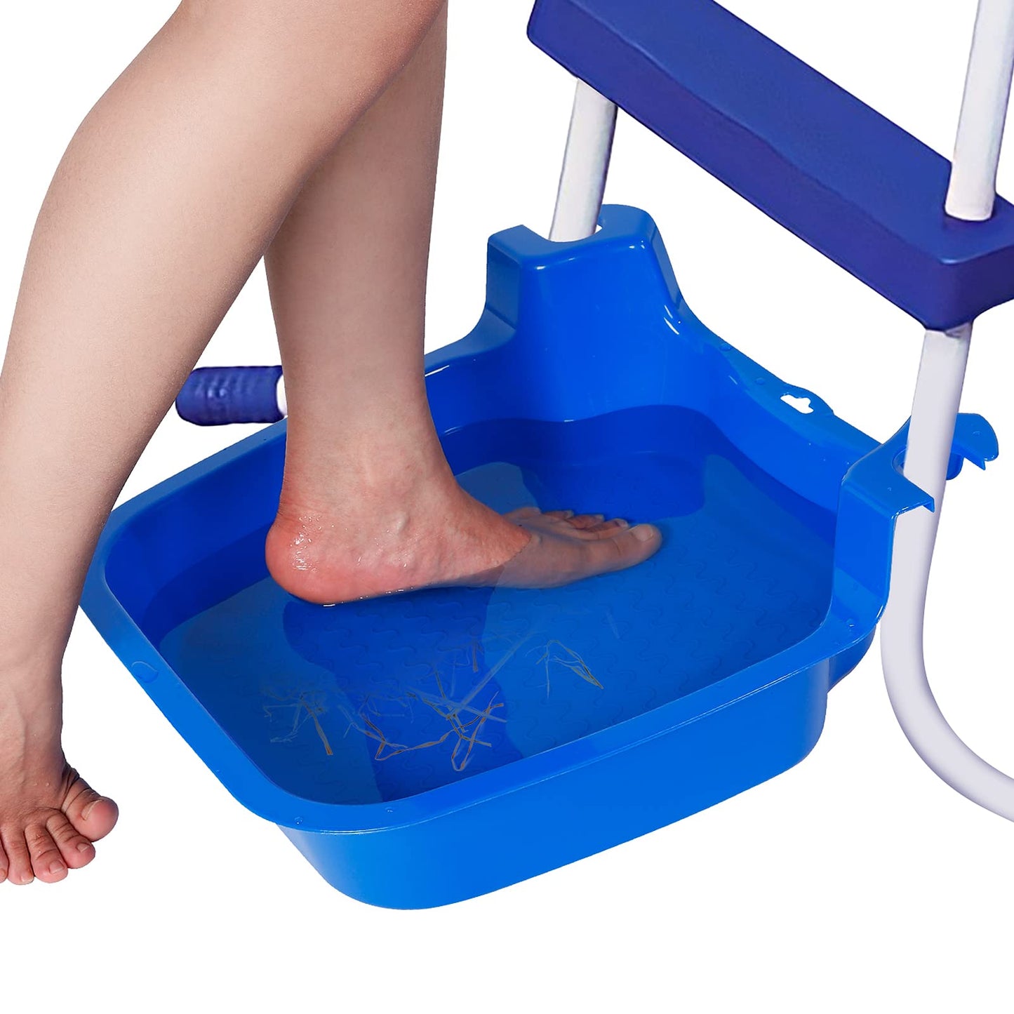 Biggun Anti-Skid Pool Foot Bath - No Inflation Need Foot Wash Rinse Basin Tub for Above Ground Swimming Pools Accessories, Pool Feet Cleaner Wash Tray Before Entering, Installed on Pool Ladder