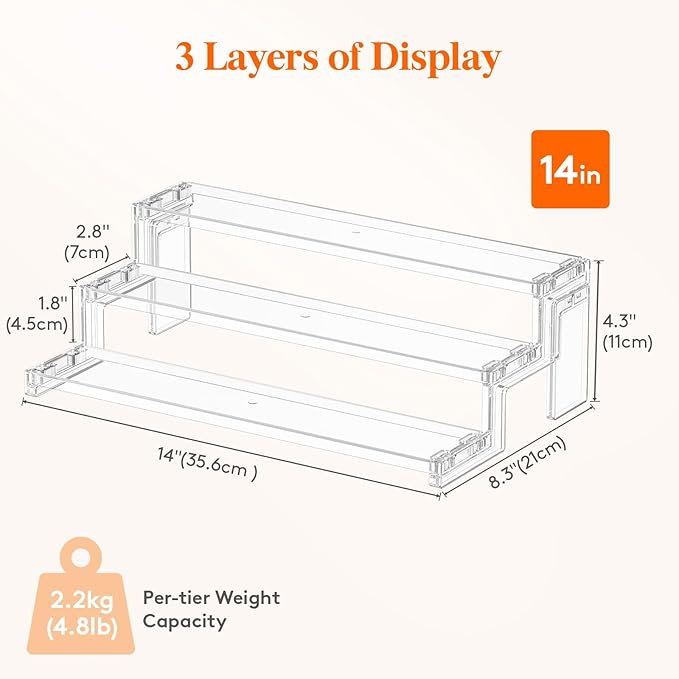 Lifewit Cupcake Stand, Perfume Cologne Organizer, Tool-Free Assembly, Display Riser, Spice Rack, Figurine Holder, Makeup Storage, Room Decor, Party Decorations, Clear, 14Ã¢ÂÂ³ 3 Tier, 2 Pcs