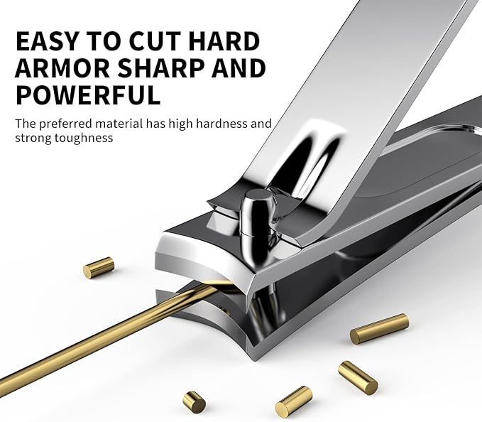 Derlaier Nail Clippers Set - Toenail Clippers & Fingernail Clipper Combo, Dual-Size Stainless Steel Nail Cutters for Home/Travel, Anti-Slip Grip, Ingrown Nail Care Tool (Silvery-Large/Large)