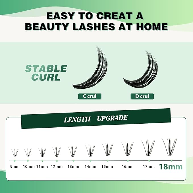 KEYYOU Lash Clusters 300pcs Individual Lashes 30D 0.07D Curl 16mm DIY Eyelash Extension Large Tray Volume Soft&Natural Cluster Lashes(30D-0.07D,16Ã¯Â¼Â