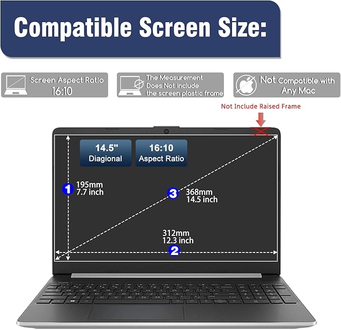 KEANBOLL 14.5" Laptop Screen Protector Tempered Glass for 14.5 inch Lenovo Asus Hp Dell Acer Samsung etc 14.5 inch 16:10 Aspect Ratio Laptop, Ultra Clear 9H Hardness Scratch Resistant