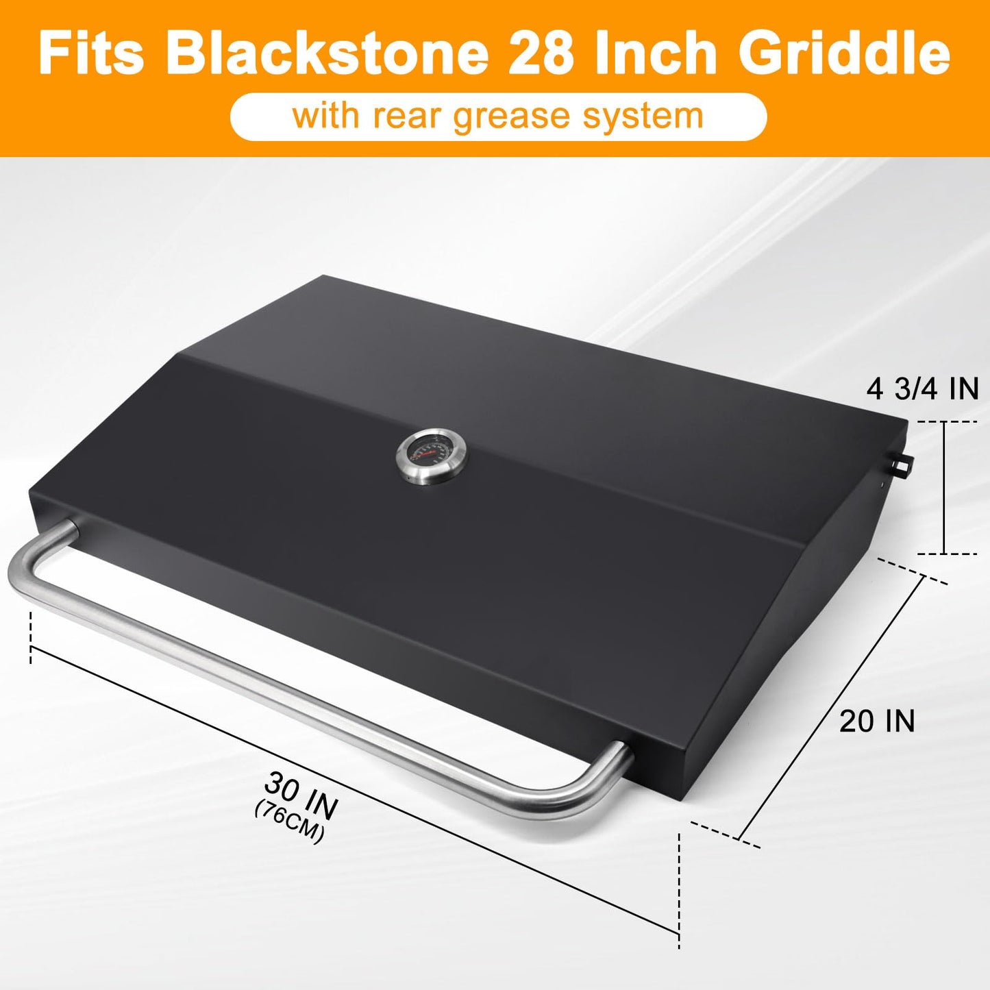 Criditpid Hard Cover Hood for Blackstone 28 inch Griddle Lid with Rear Grease System, Blackstone Hood 28 Inch Hard Top Lid with Handle, Black
