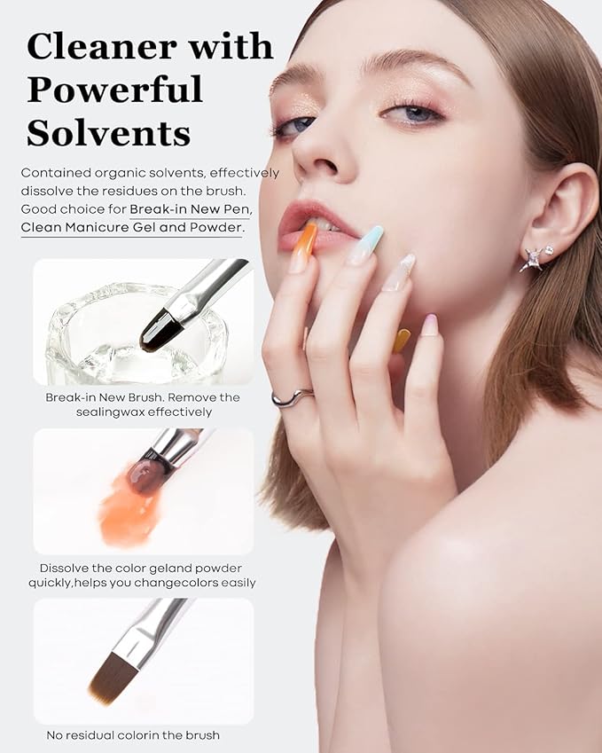 Modelones Nail Art Brush Cleaner & Restorer 80ml/2.71 Fl.Oz for Gel Polish/Nail Extension Gel/Nail Art Liner/Dip Powder/Acrylic Builder Manicure Brush DIY Salon at Home