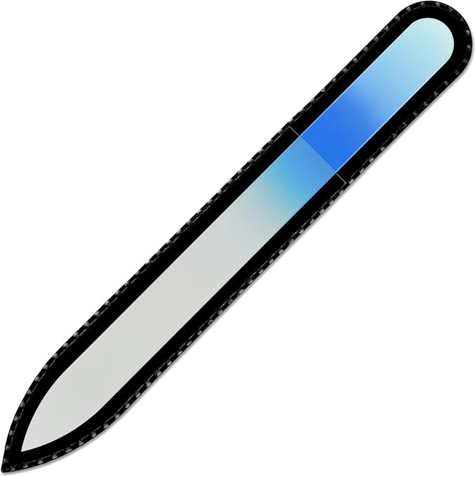 Mont Bleu Rainbow Crystal Nail File in Black Pouch - Czech Tempered Glass - Handmade in Bohemia (Czech Republic)