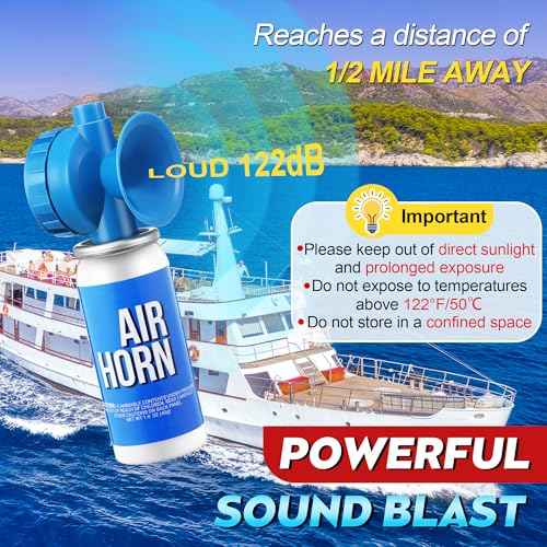 Saillong 1.4oz Marine Boat Air Horn, Loud Air Horns for Safety, Mini Small Blow Fog Bear Horn, Meet Coast Guard, Emergency Use for Marine Boating Sporting Events Outdoor Alarm