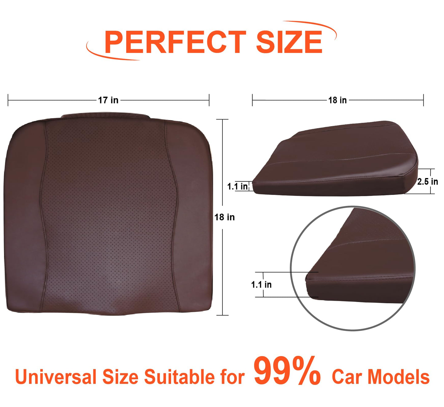 Lofty Aim Car Seat Cushion, Comfort Memory Foam Car Cushions for Driving - Sciatica & Lower Back Pain Relief, Driver Seat Pillow for Auto, Office Chair, Wheelchair - Classic Brown