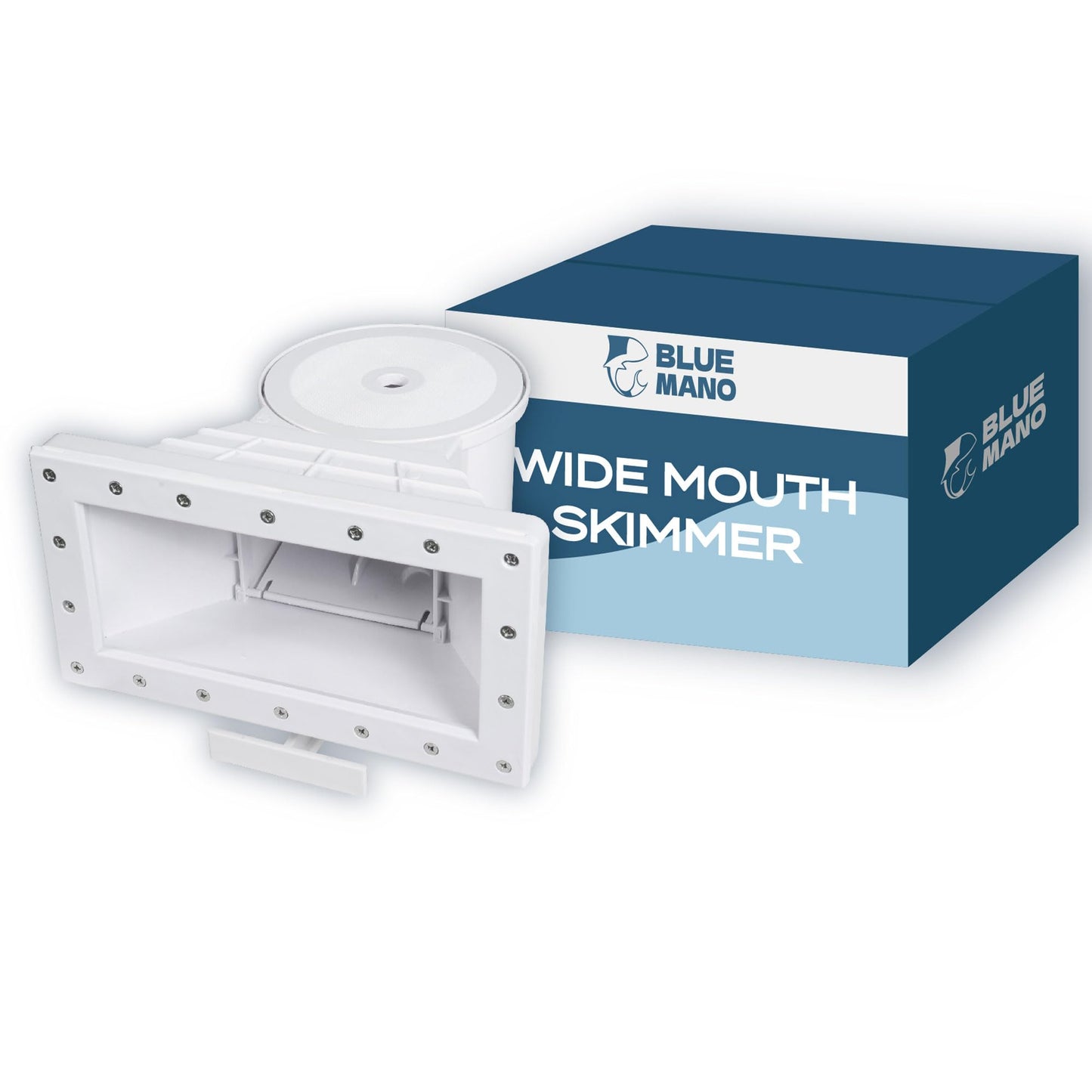 Blue Mano Wide Mouth Above Ground Pool Skimmer Complete Kit, Replacement for SP1091WM Dyna-Skim, 45-430, 32192, Opening Width 14" Fits for All Wide Standard Pool Wall