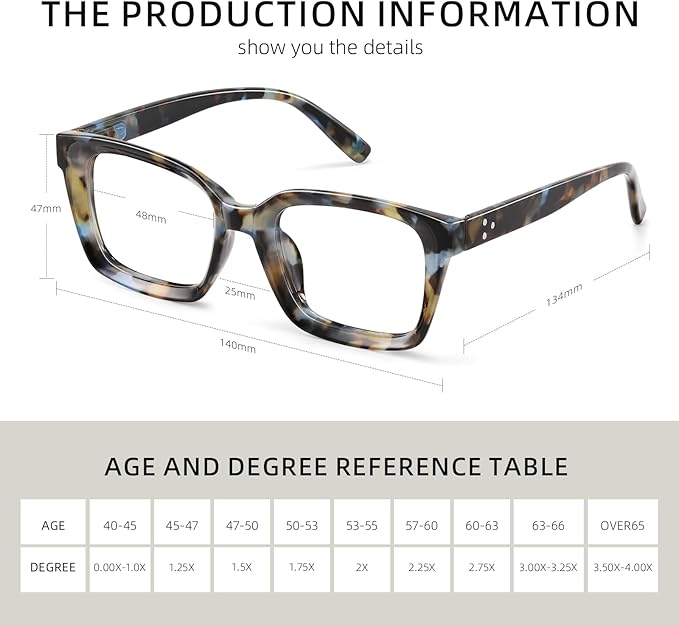 XVXV Reading Glasses for Women Men - Blue Light Blocking Readers Oversize Square Anti Glare with Spring Hinge