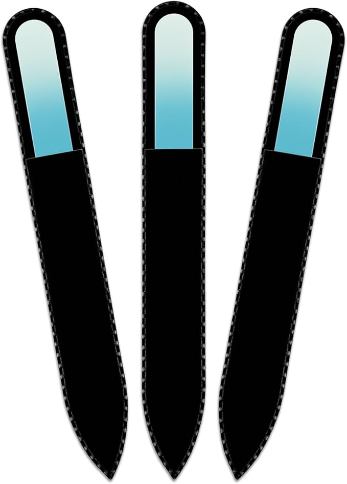 Mont Bleu Rainbow Glass Nail File - Czech Tempered Glass - Handmade in Bohemia-Czech Republic - Black Pouch - Manicure Nail Care