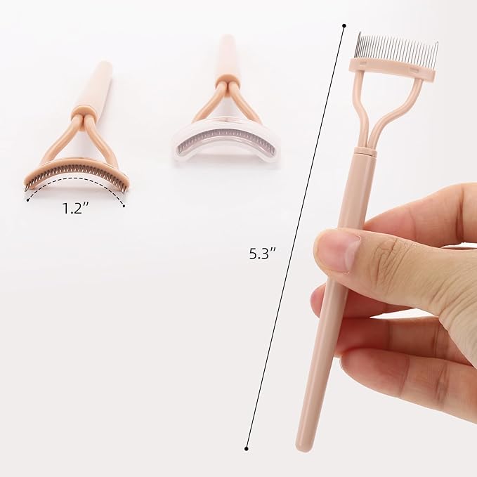 2 Pcs Eyelash Separator Tool Mascara Brushes Eyelash Comb Lash Separator Definer for Combing, Separating Lashes - Apricot Pink