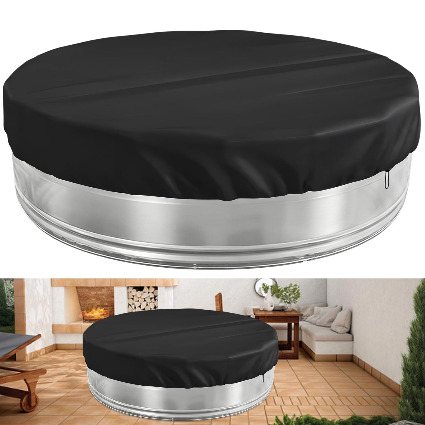 8ft Extra Large Round Stock Tank Pool Cover,Steel Round Stock Tank Pools Cover for Protection from Debris, Leaves, Dust - Waterproof and UV Resistant,Stock Tank Pools Cover with Drawstring Design