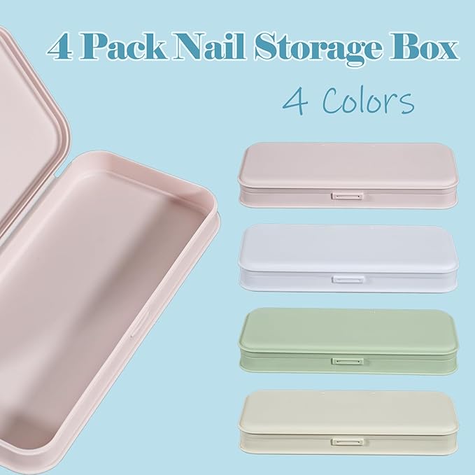 4 Pieces Plastic Storage Personal Box for Nail, Nail Implement Storage Box Organizer Case Manicure Tool Box for Nail Pedicure Supply Tools (B-multicolor)
